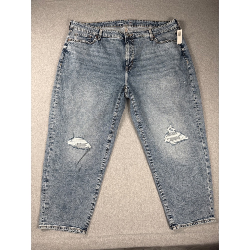 Old Navy OG Straight High Rise Jeans 22 Blue Distressed Curvy Y2K Streetwear NWT